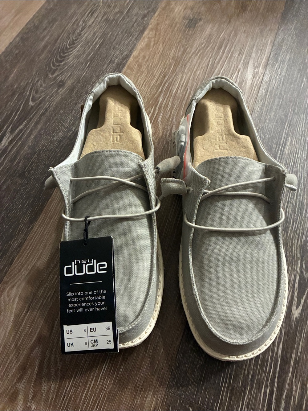 Hey Dude Womens Light Taupe Canvas Slip-On Loafers
